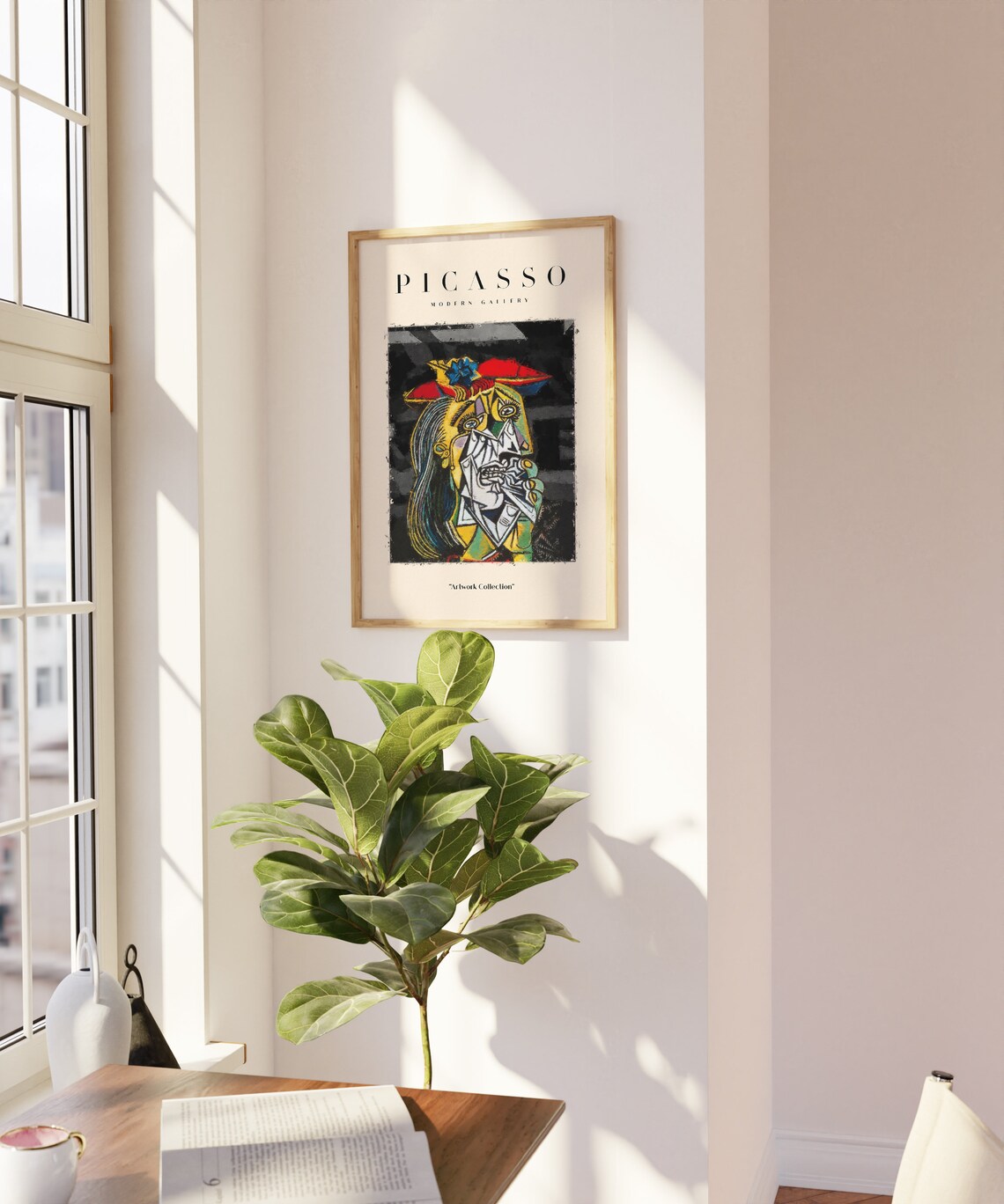 Picasso Exhibition, Neutral Beige Abstract Vintage - Image 2