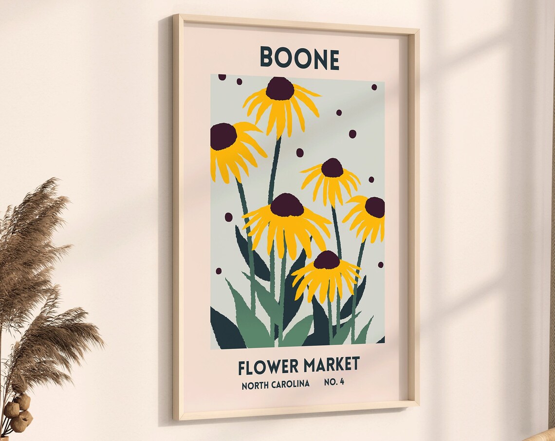 Boone Flower Market North Carolina Black-Eyed Susan Travel Poster - Image 2