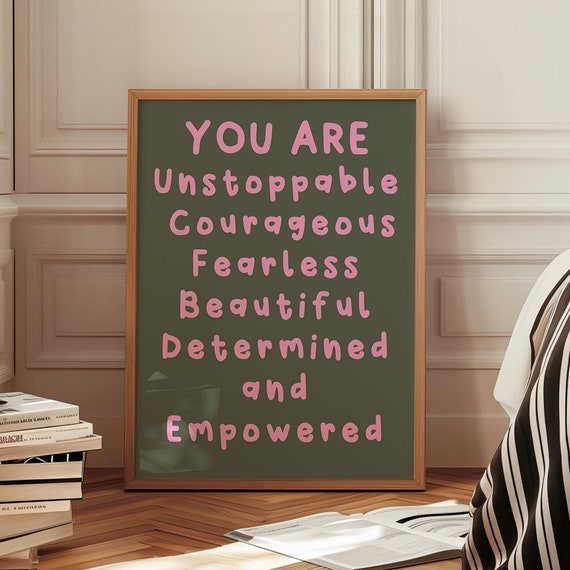 You Are Beautiful Print Bedroom Wall Art Positive Dorm Quote Poster Trendy Affirmation Inspiring Cute Girly Apartment Modern Decor