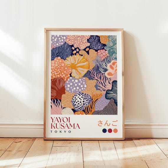 Yayoi Kusama Coral Reef Art Print, Japanese Abstract