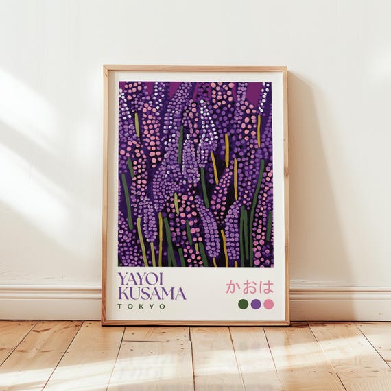 Yayoi Kusama-Inspired Lavender Abstract Floral Art Print