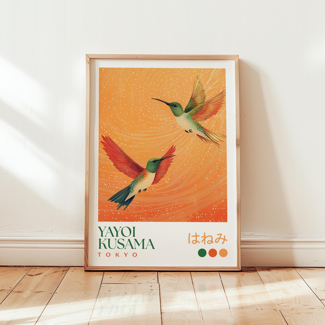 Yayoi Kusama Hummingbird Art Print, Japanese Inspired