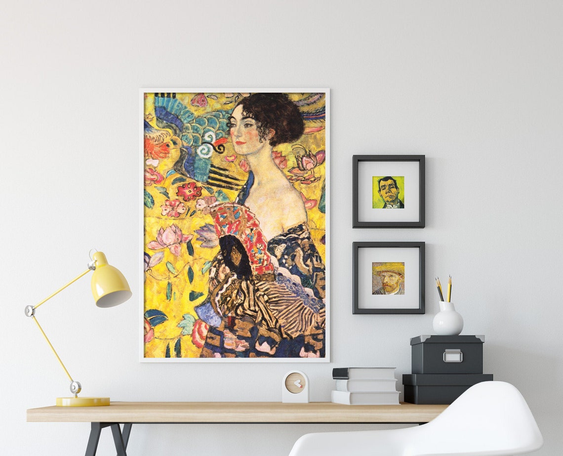 Gustav Klimt Woman With Fan 1917 Classic Painting Photo Poster Print Art Gift Woman Girl Colourful Flowers Woman Closexp - Image 4