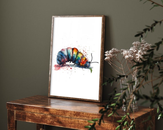 Watercolour Animal Caterpillar Art Print Poster Painting Museum Quality Giclee Home Wall Dcor