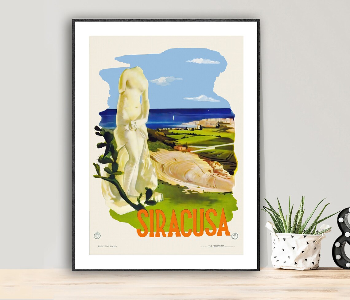 Siracusa Sicily Italy Vintage Travel Poster