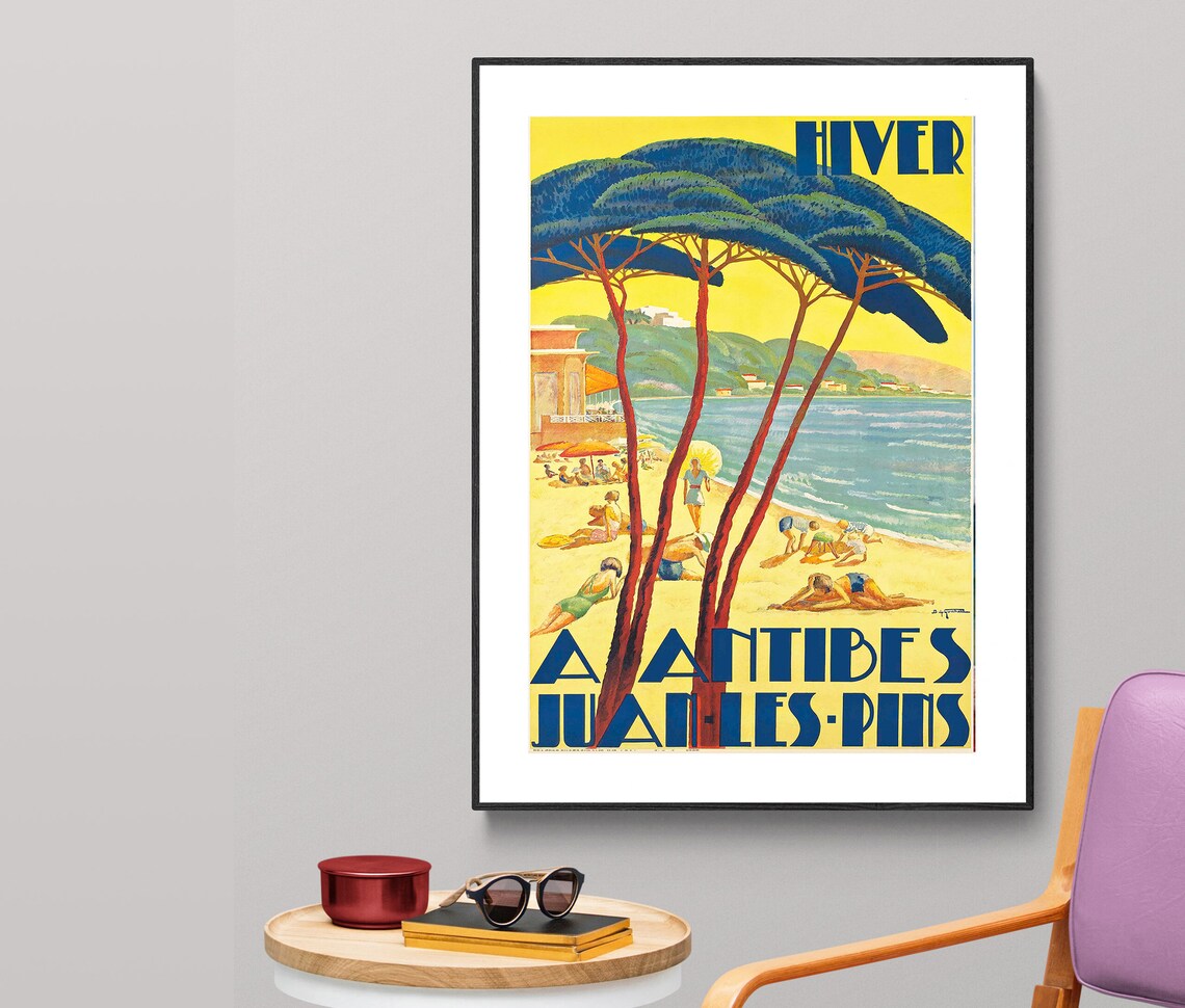 Antibes Juan les Pins Hiver Vintage French Winter Beach Poster