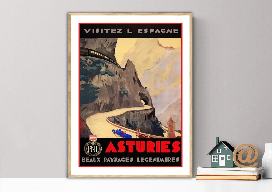 Asturies Asturias Vintage Travel Poster, Spain