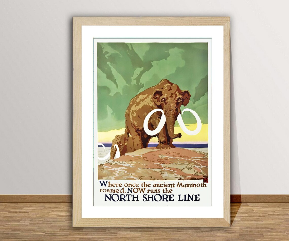 North Shore Line Where Mammoth Roamed Railway Vintage Poster - Image 2