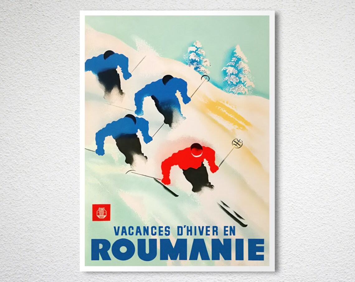 Vacances Dhiver En Roumanie Vintage Travel Poster - Image 2