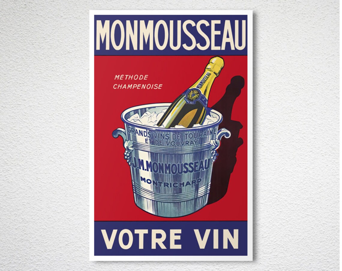 Monmousseau Champagne Vintage French Wine Poster Ice Bucket Decor - Image 2