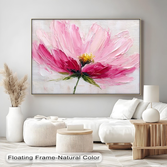 Pink Petal Flower Canvas Textured Abstract Floral Wall Art