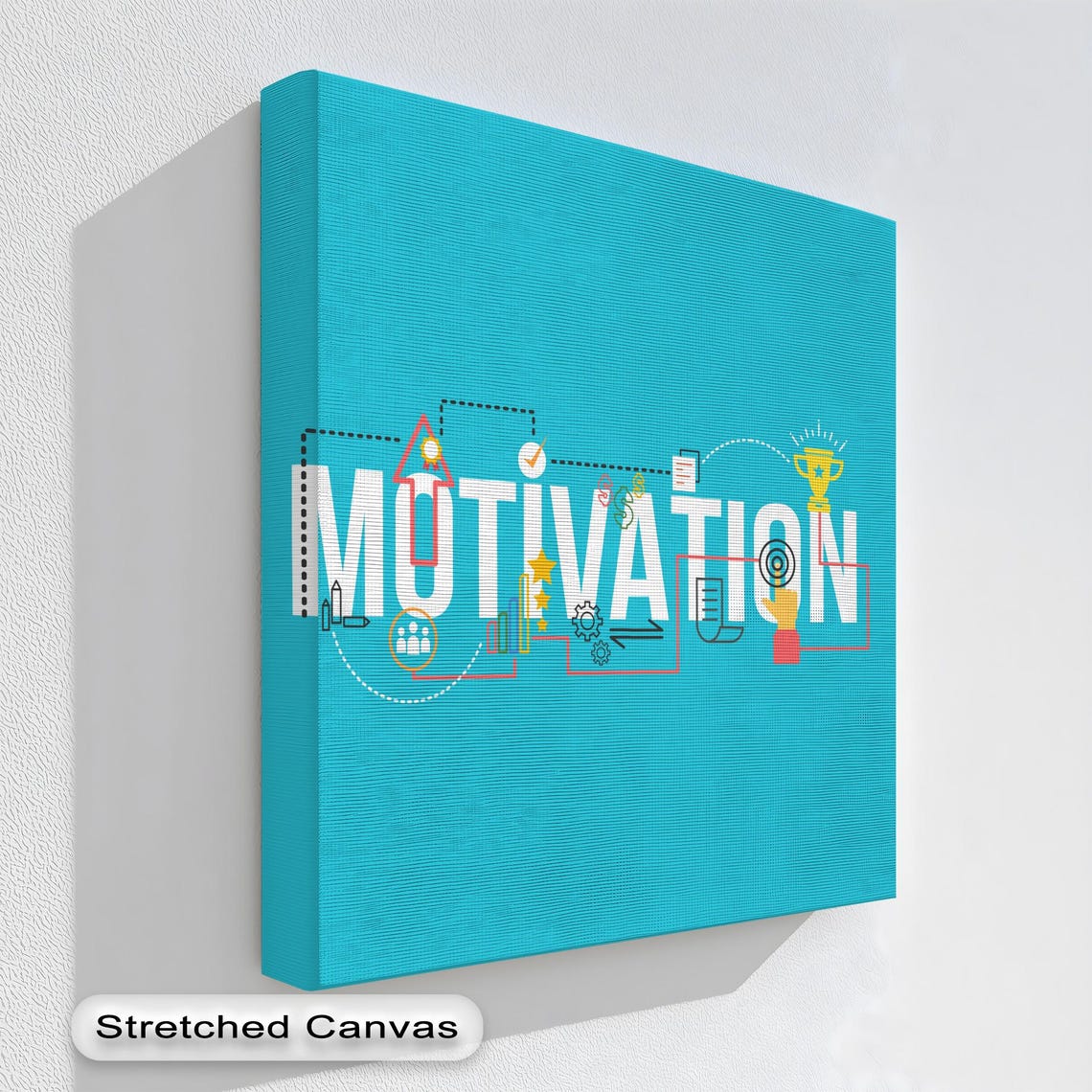 Motivation Word Art Turquoise Modern Office Decor Typography Wall Art