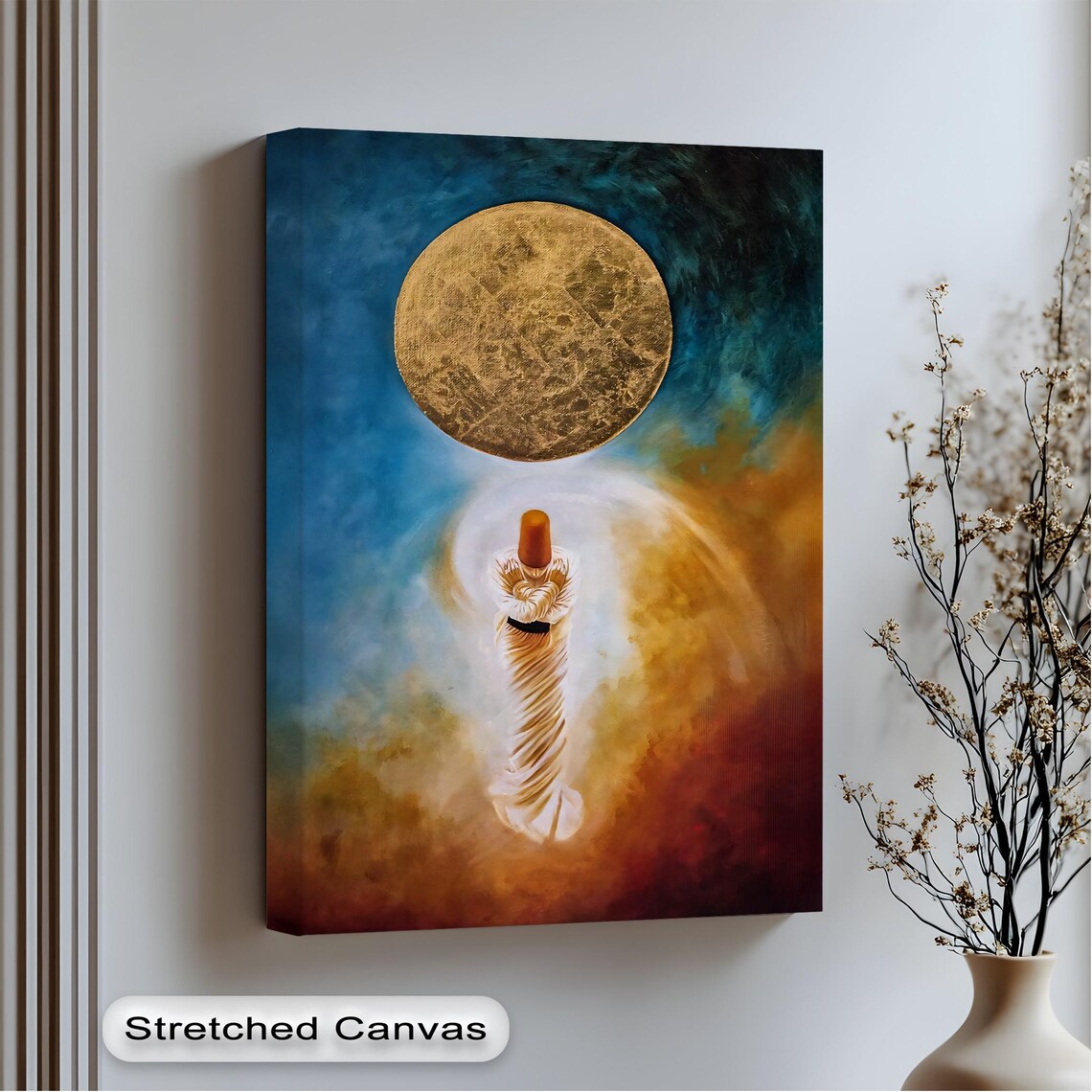 Abstract Whirling Dervish Canvas Prints Gold Framed Art Sufi Islamic Artwork