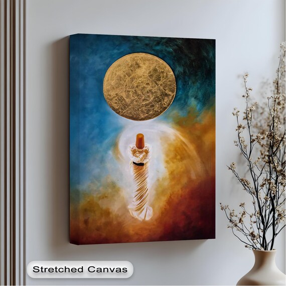 Abstract Whirling Dervish Canvas Prints Gold Framed Art Sufi Islamic Artwork