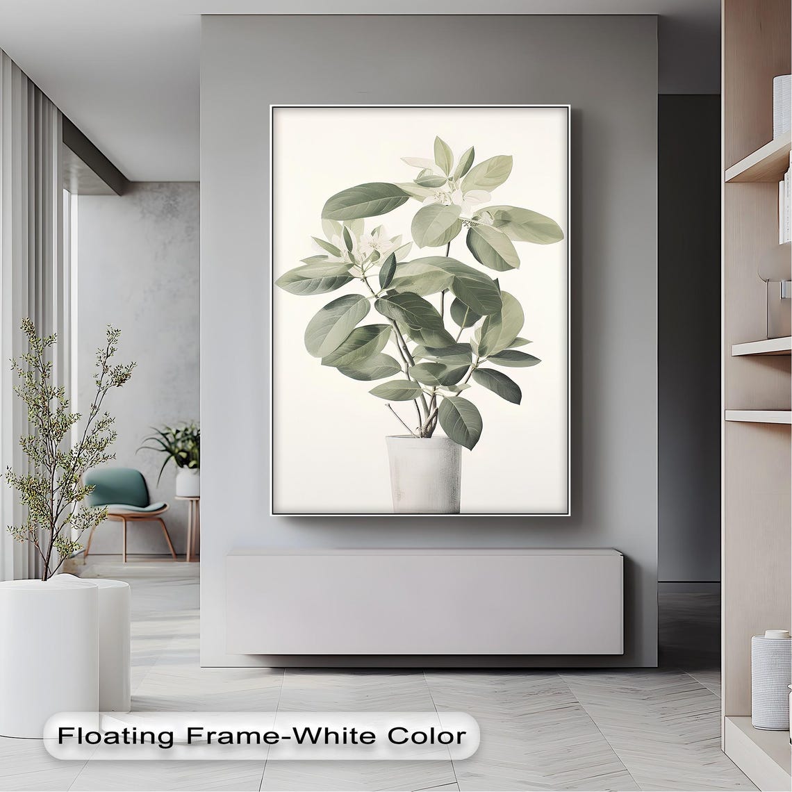 Minimalist Potted Plant Watercolor Airy Green Neutral Poster
