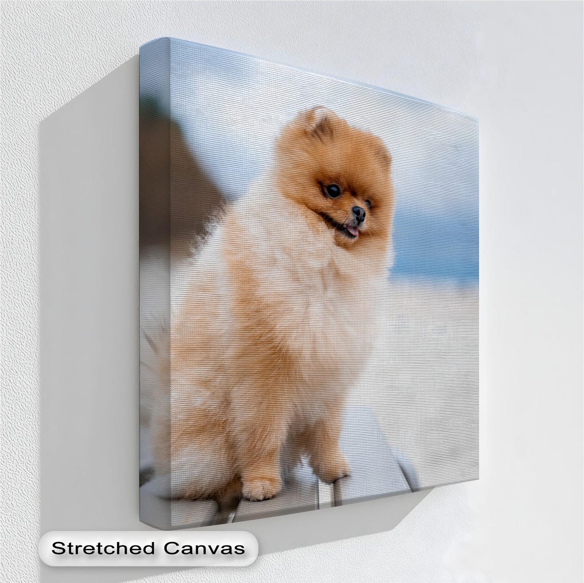 Pomeranian Beach Sunset Painted Portrait Seaside Cute Dog Poster