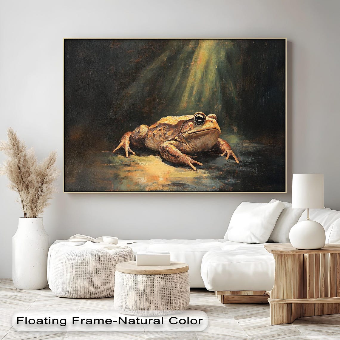 Toad in Dramatic Spotlight Moody Dark Oil Style Amphibian Poster