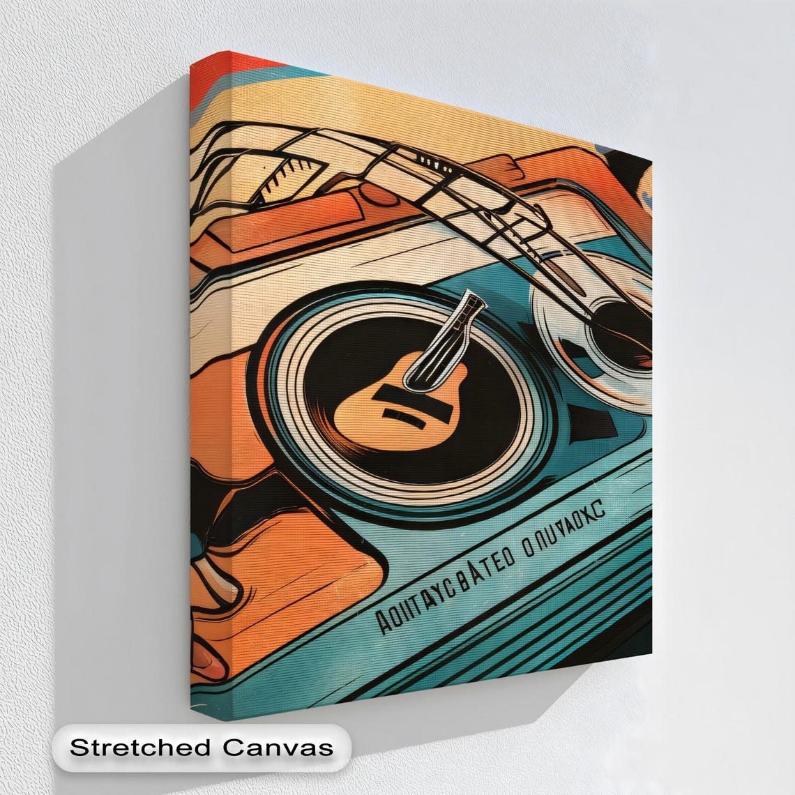 Retro Cassette Tape Deck Orange Teal Pop Music Room Art Poster