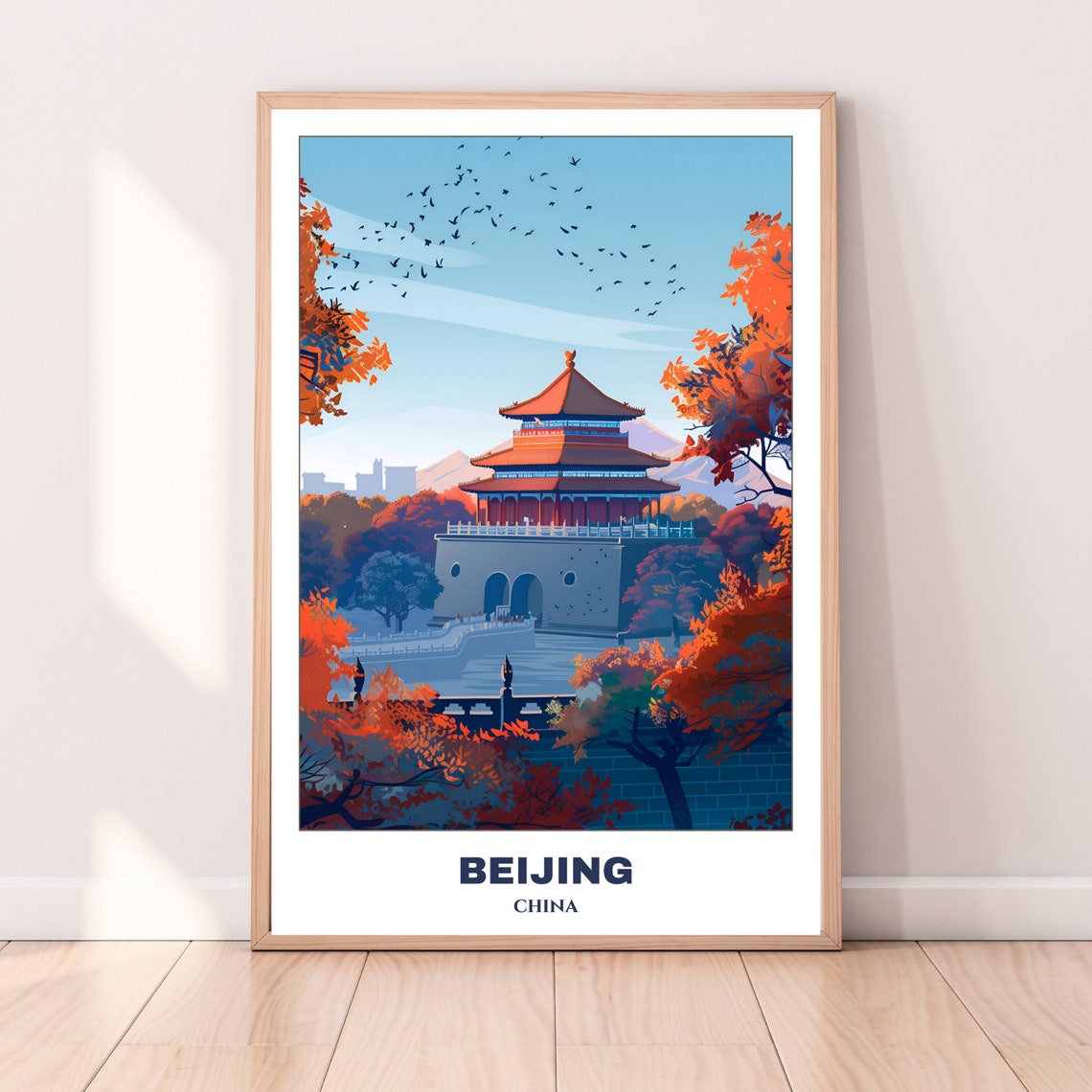 Beijing China Imperial Pavilion Autumn Foliage Travel Poster - Image 4