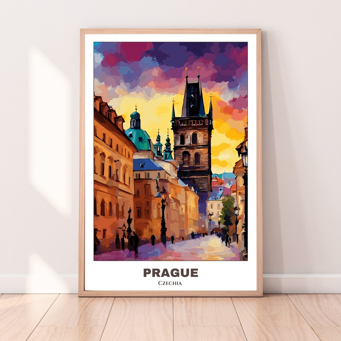 Prague Czechia Historic Old Town Towers Golden Sunset Poster - Image 3