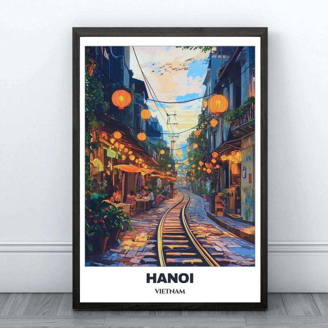 Hanoi Travel Poster, Vietnam Cityscape Art Print