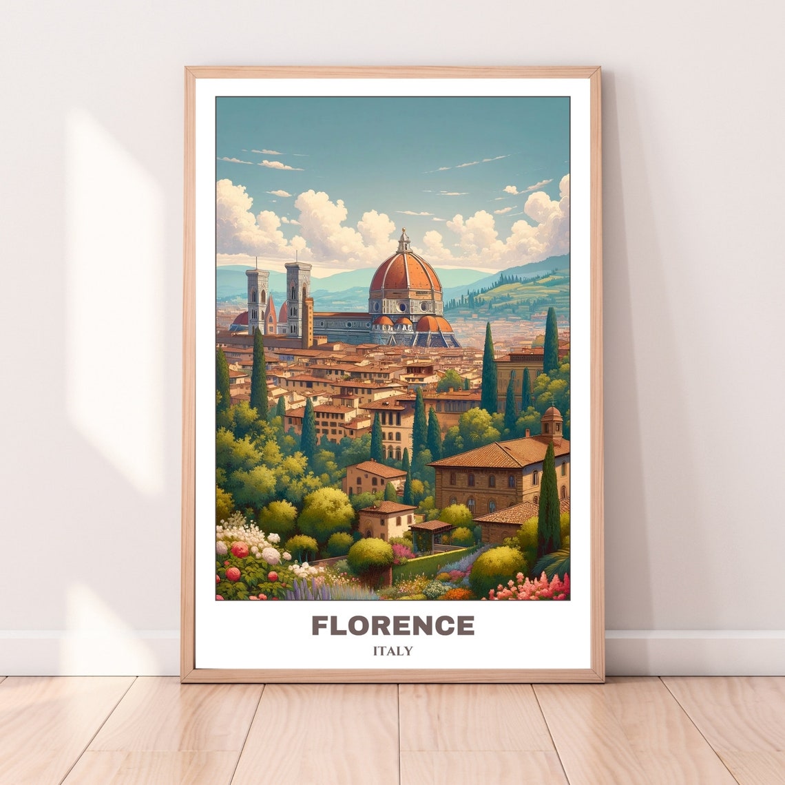 Florence Hillside Panorama Duomo Cypress Trees Italy Travel Poster - Image 5