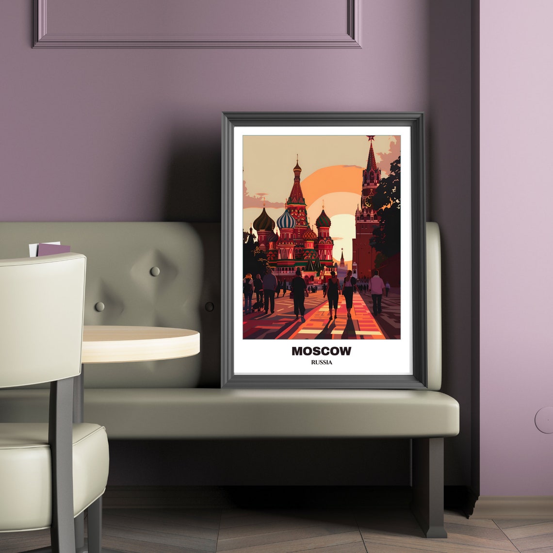 Moscow Russia Saint Basil Cathedral Red Square Sunset Travel Poster - Image 2