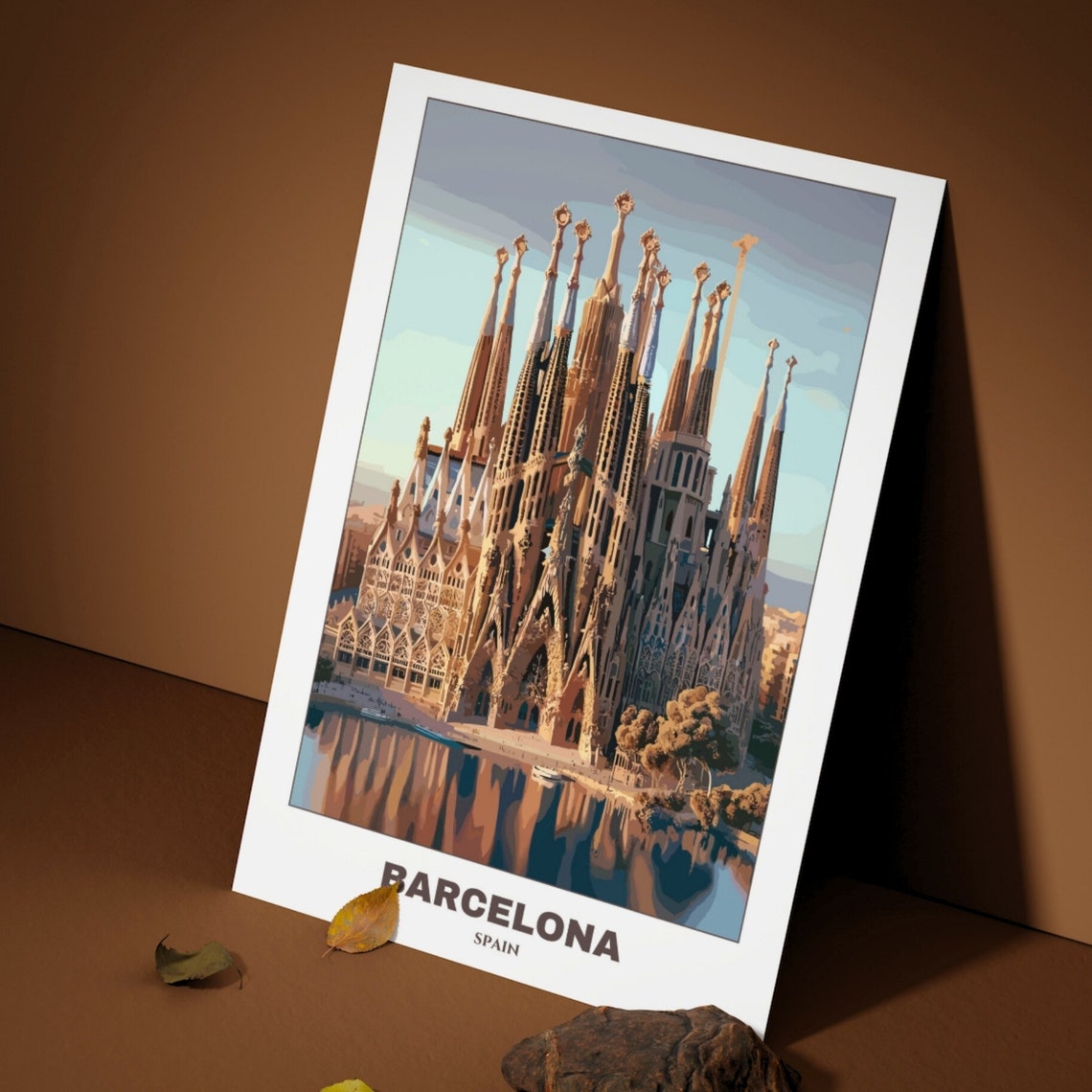 Barcelona Sagrada Familia Cathedral Reflection Travel Poster - Image 3