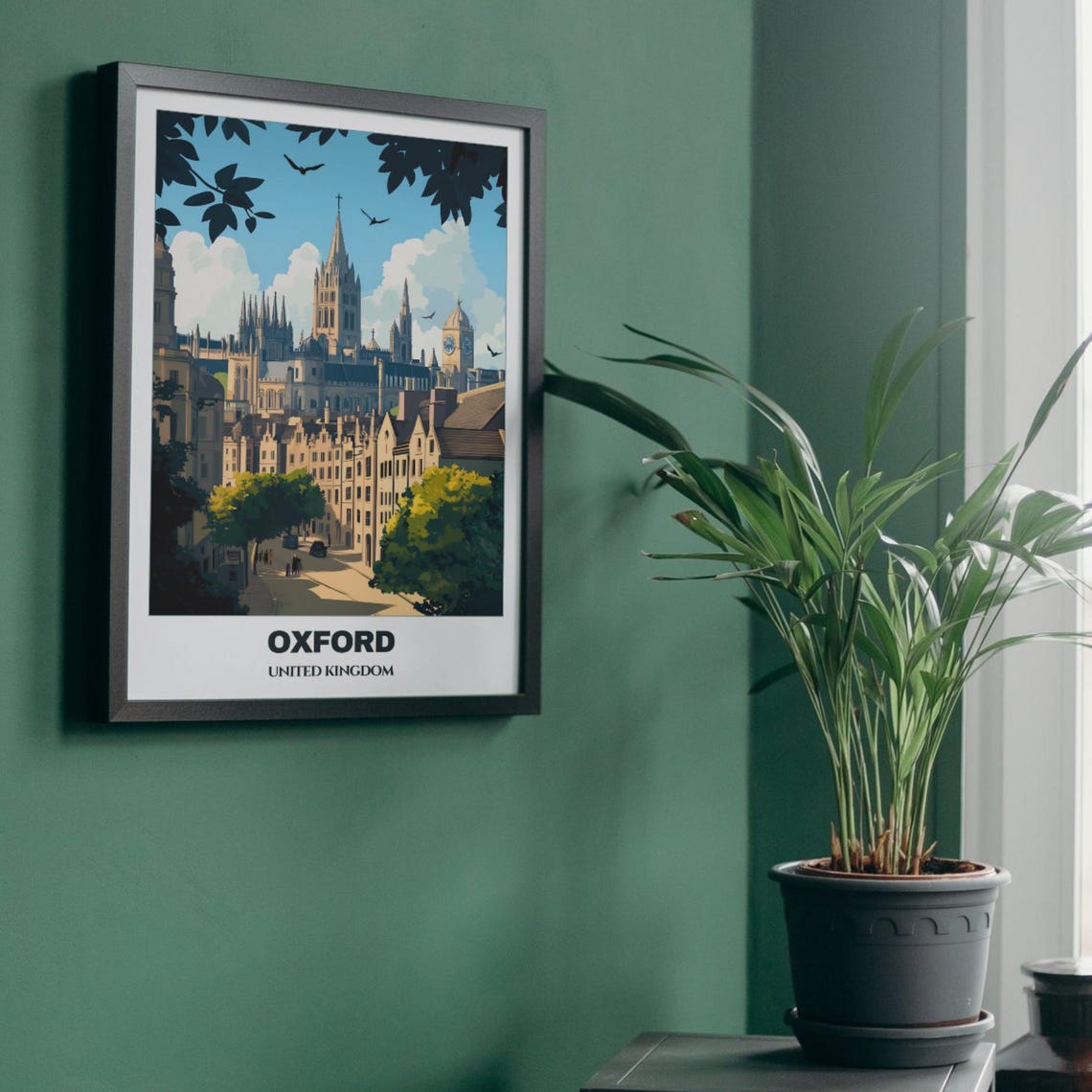 Oxford Travel Poster United Kingdom Travel Poster Citycape Painting Wall Art Oxford Home Decor Oxford Trip Print - Image 4