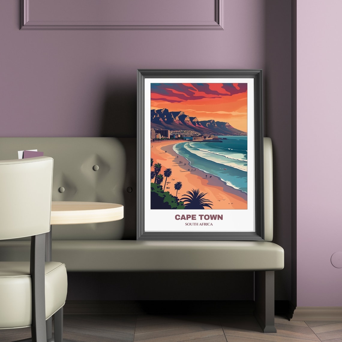 Cape Town Table Mountain Beach Sunset South Africa Travel Poster - Image 2