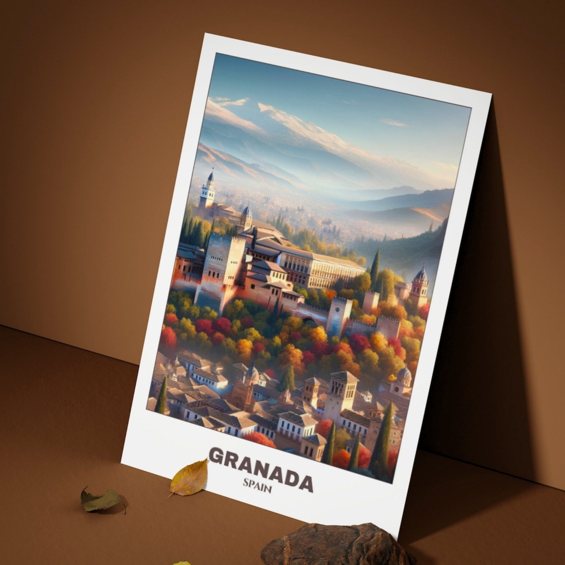 Granada Spain Alhambra Palace Sierra Nevada Mountain View Poster - Image 4