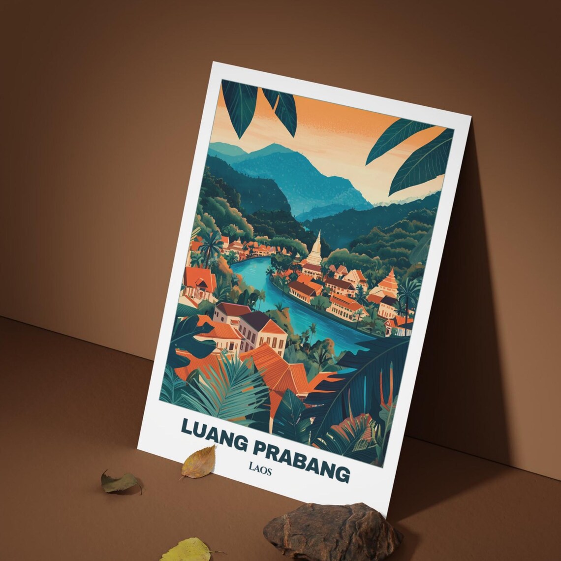 Luang Prabang Travel Poster, Laos Cityscape Art Print - Image 3
