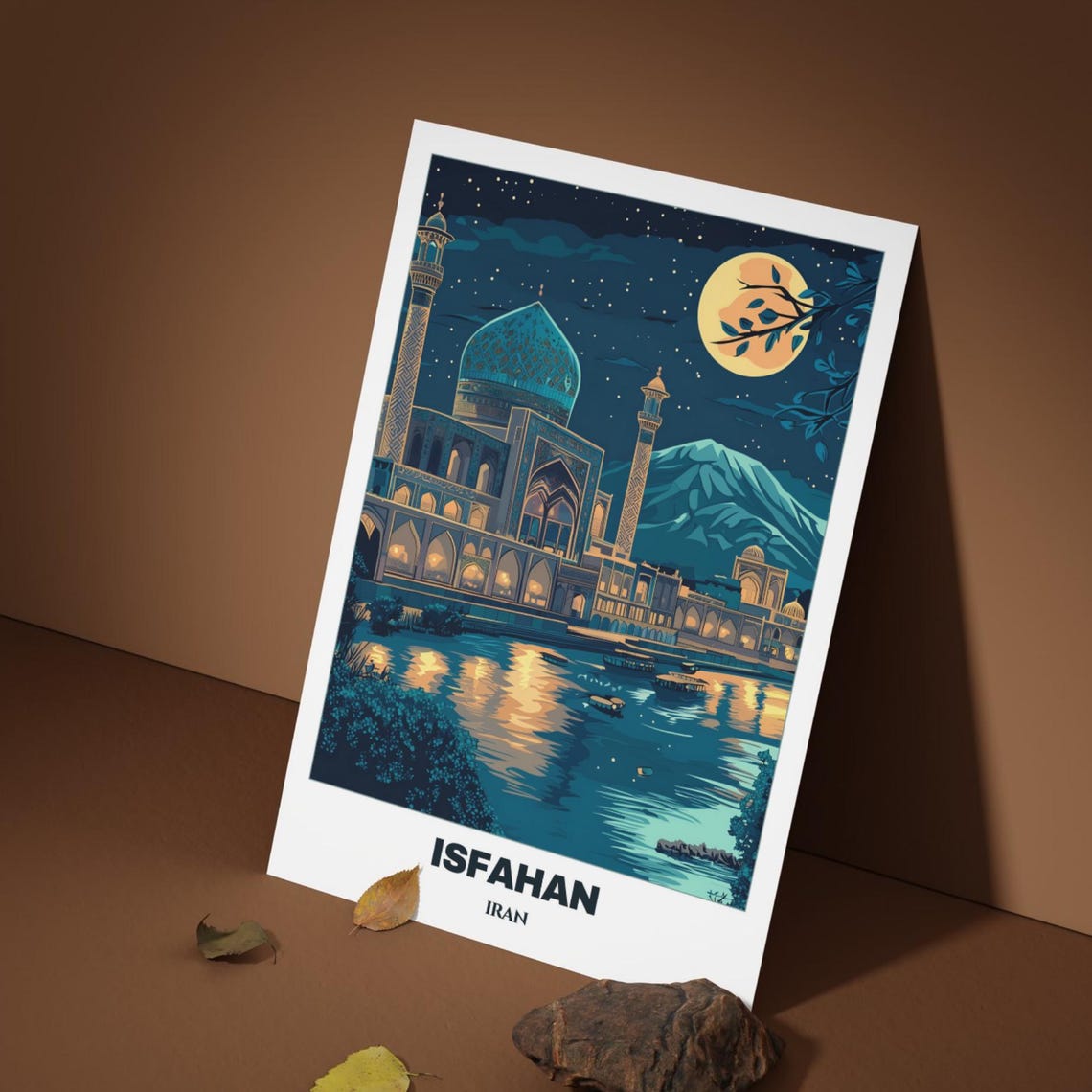 Isfahan Travel Poster Iran Travel Poster Citycape Painting Wall Art Print Isfahan Home Decor Shah Mosque Print - Image 4