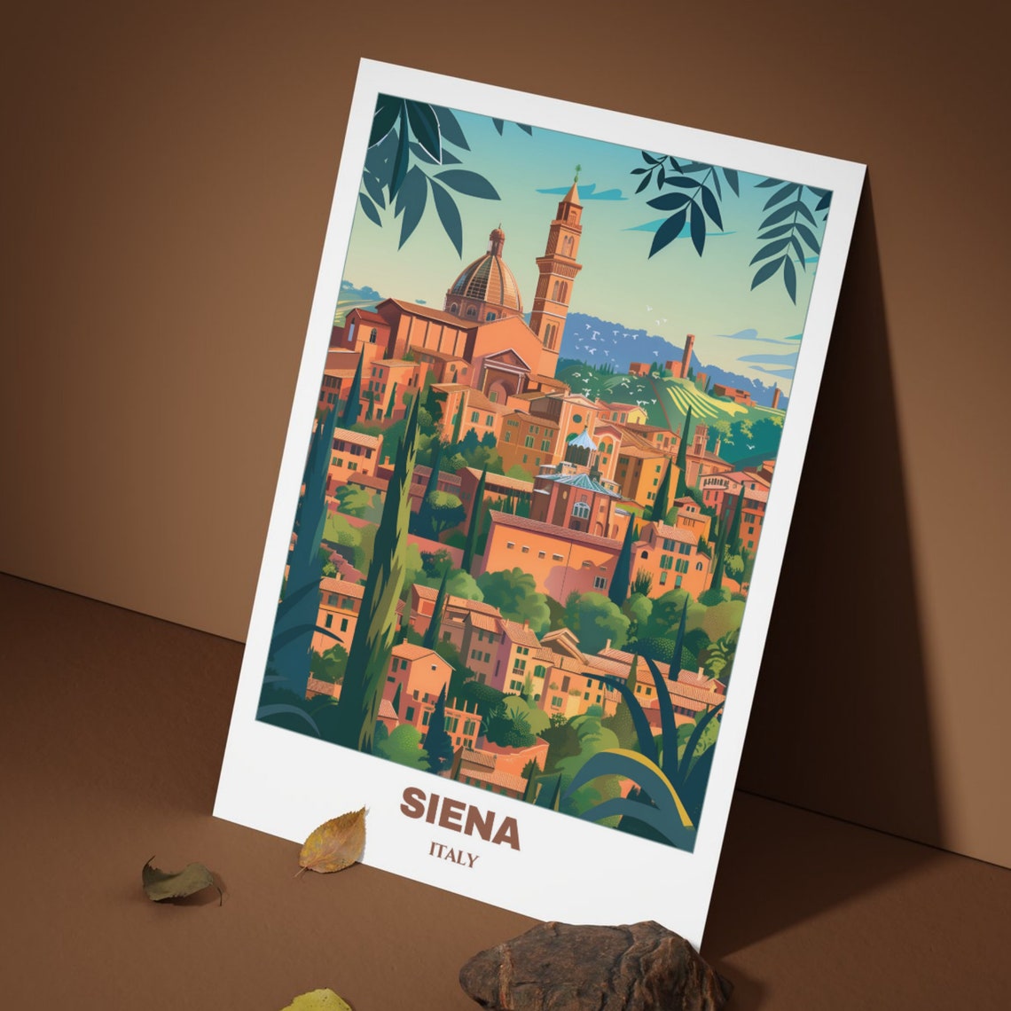 Siena Italy Duomo Dome Bell Tower Orange Rooftops Travel Poster - Image 3