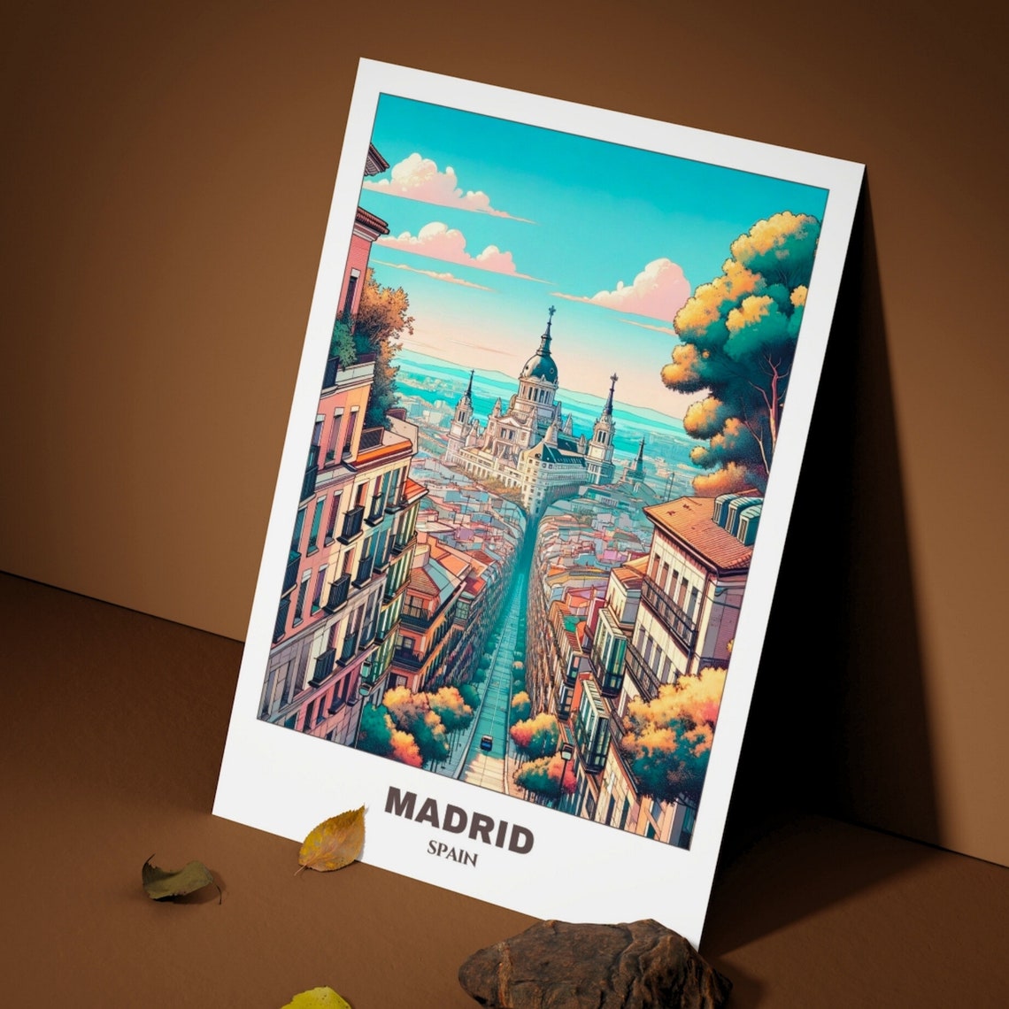 Madrid Spain Grand Street View Cathedral Towers Skyline Poster - Image 3