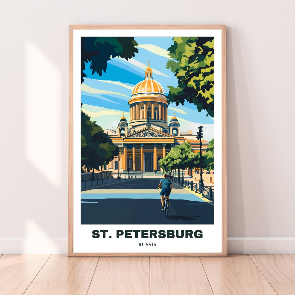 St. Petersburg St Isaac Cathedral Cyclist Avenue Summer Poster - Image 4