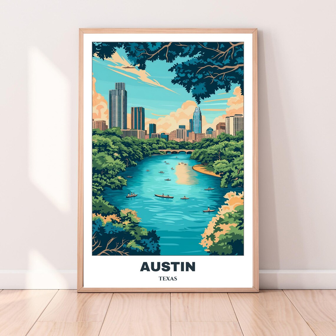 Austin Lady Bird Lake Kayakers Downtown Skyline Texas Poster - Image 4