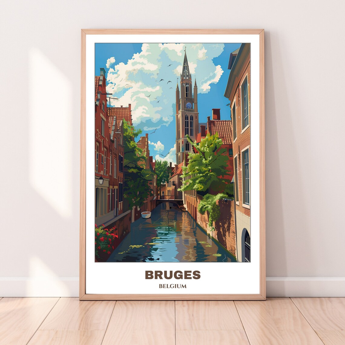 Bruges Belgium Canal Belfry Tower Medieval Street Travel Poster - Image 4