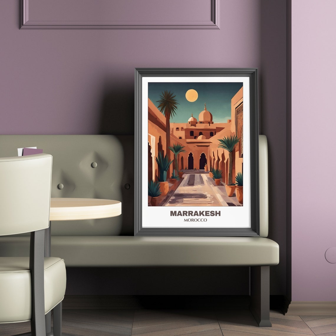 Marrakesh Riad Courtyard Night Moroccan Architecture Travel Poster - Image 2