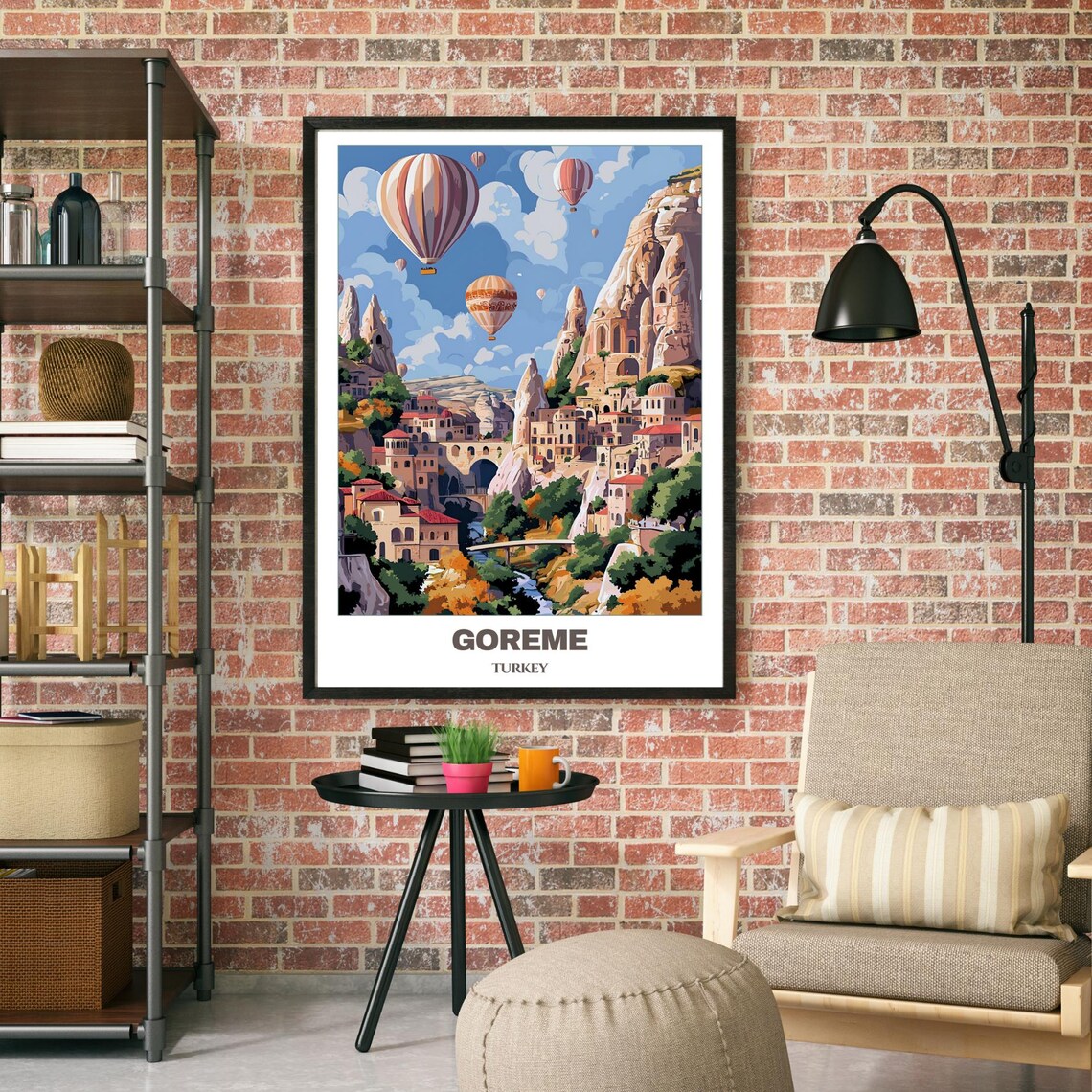 Goreme Turkey Hot Air Balloons Fairy Chimneys Vintage Travel Poster - Image 2
