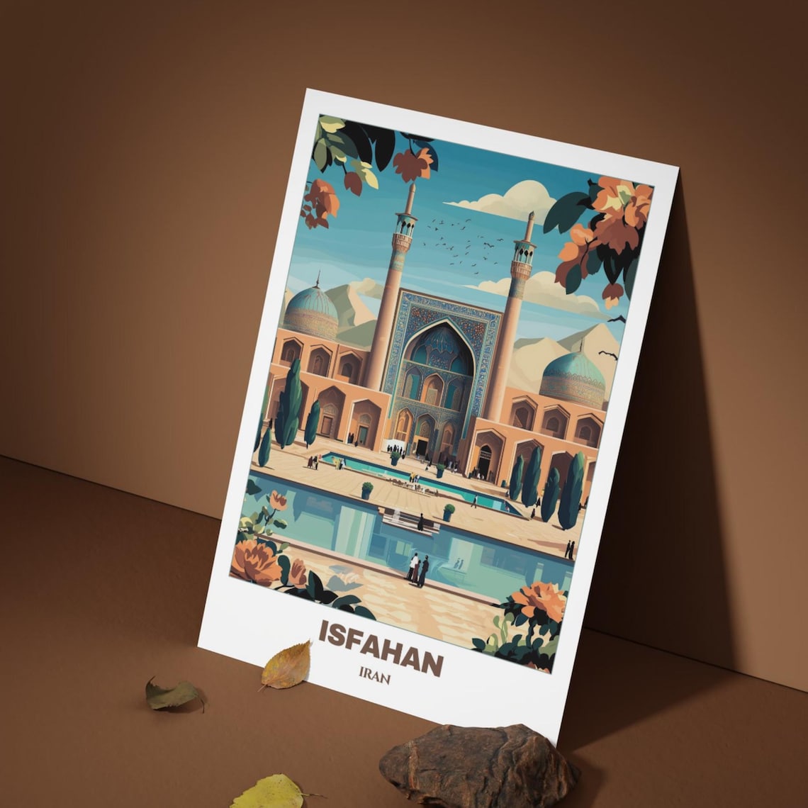 Isfahan Travel Poster, Iran Cityscape Painting - Image 5