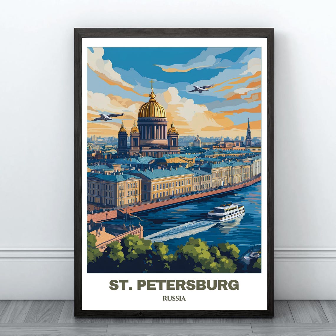Stpetersburg Travel Poster Russia Travel Print Citycape Painting Wall Art Saint Petersburg Home Decor Trip Print