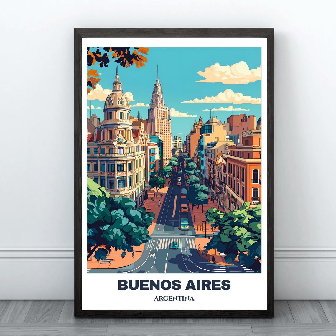 Buenos Aires Avenida de Mayo Historic Towers Tree Avenue Poster