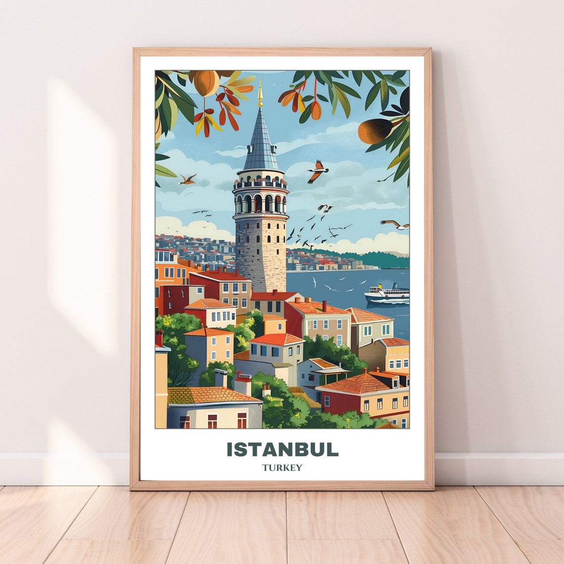 Istanbul Turkey Galata Tower Over Historic Old Town Skyline Poster - Image 4