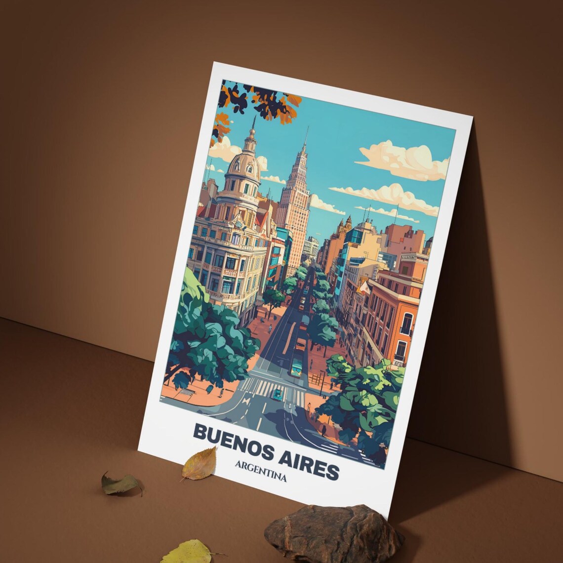 Buenos Aires Avenida de Mayo Historic Towers Tree Avenue Poster - Image 5