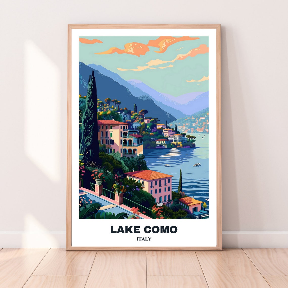 Beautiful Lake Como Italy Cypress Garden Villas Travel Poster - Image 4