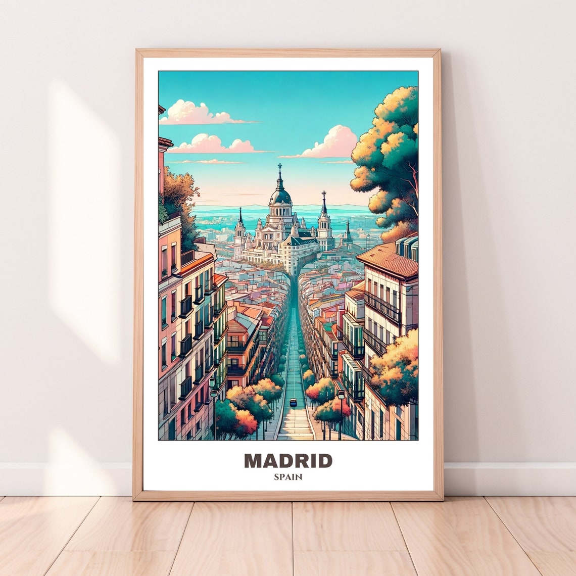 Madrid Spain Grand Street View Cathedral Towers Skyline Poster - Image 5