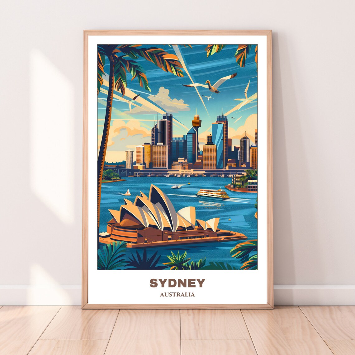 Sydney Travel Poster, Australia Cityscape Painting Print - Image 2