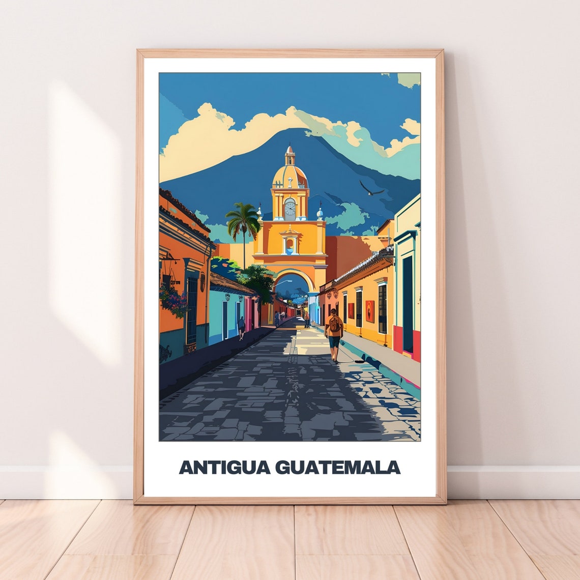 Antigua Guatemala Santa Catalina Arch Volcano Cobblestone Poster - Image 4