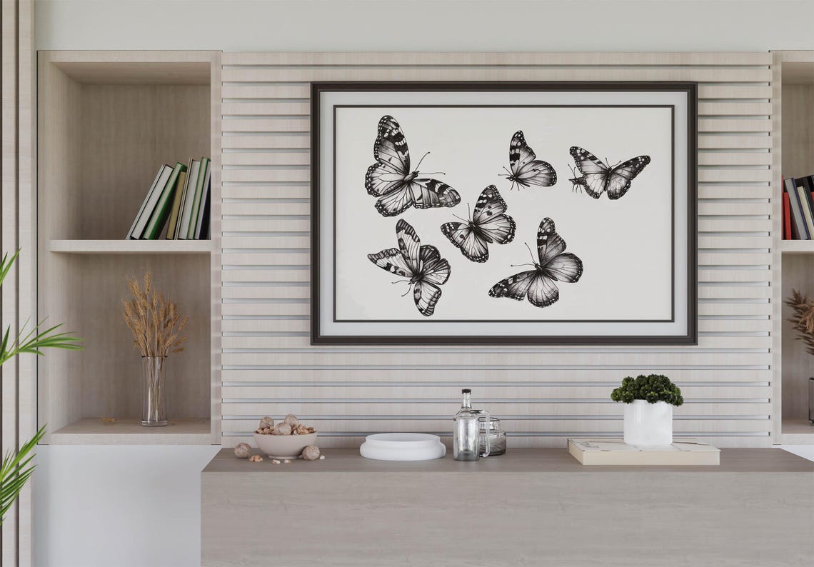 Monochrome Butterfly Specimen Sketches in Landscape Format Poster - Image 4